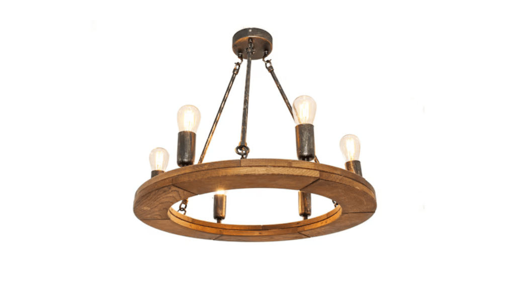lustre rustice foisor terasa roata lemn metal ieftine legenda casei