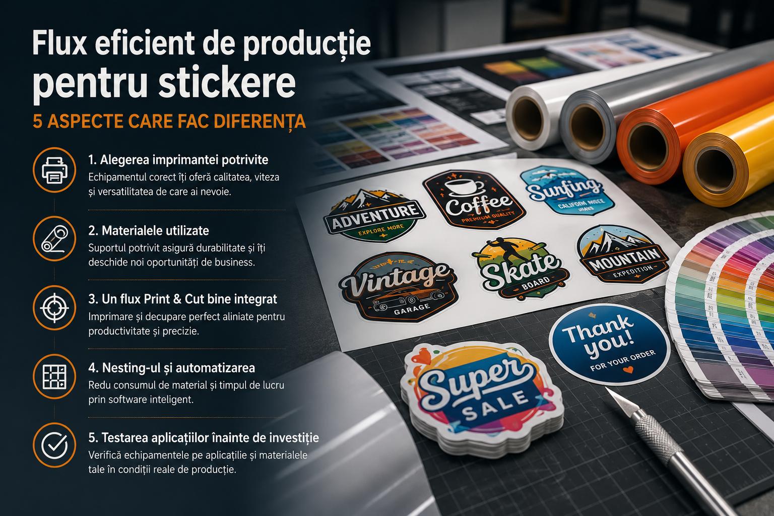 Cum construiești un flux eficient de producție pentru stickere: 5 aspecte care fac diferența